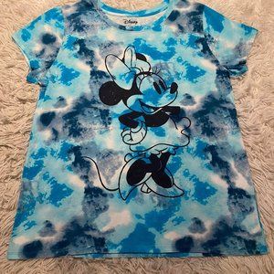 Disney Blue Tie-dyed Minnie Mouse Tee Shirt